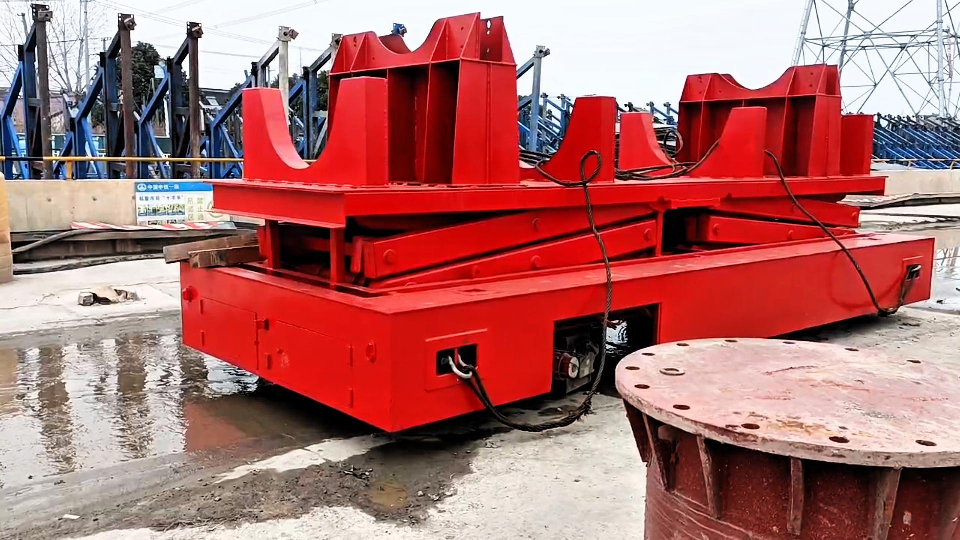 中铁局引进我司10吨级全向升降式无轨车，助力基建预制件高效对接